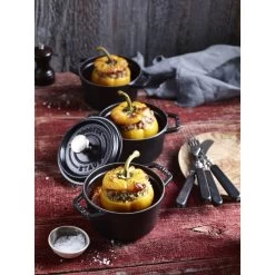 Staub Gietijzeren Braadpan 14 Cm / 800 Ml, Rond, Zwart -Thuis Keuken 000017042