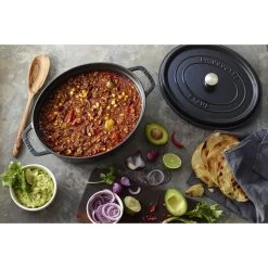 Staub Gietijzeren Braadpan 27 Cm / 3,25 L, Ovaal, Zwart -Thuis Keuken 000017579