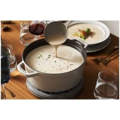 Staub Gietijzeren Braadpan 28 Cm / 6,75 L, Rond, White Truffle -Thuis Keuken 000019589