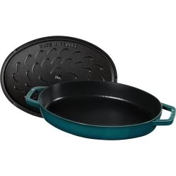 Staub Ovenschaal Met Deksel 33 Cm, Ovaal, La-mer -Thuis Keuken 40501 125 0 6