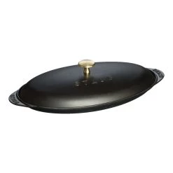 Staub Ovenschaal Met Deksel 31 Cm, Ovaal, Zwart