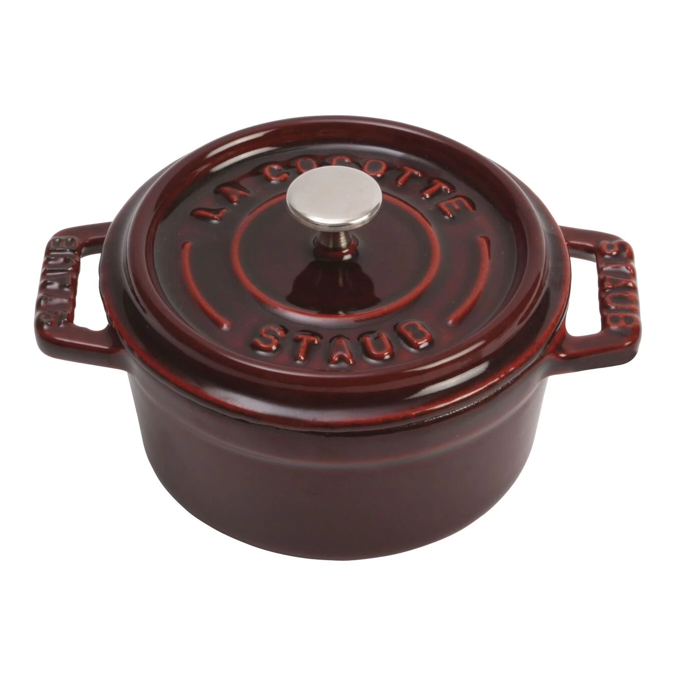 Staub Mini Braadpan 10 Cm / 250 Ml, Rond, Grenadine Rood 3 Staub Mini Braadpan 10 Cm / 250 Ml, Rond, Grenadine Rood