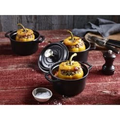 Staub Gietijzeren Braadpan 12 Cm / 400 Ml, Rond, Zwart -Thuis Keuken 424422428