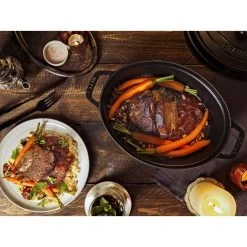 Staub Gietijzeren Braadpan 33 Cm / 6,75 L, Ovaal, Zwart -Thuis Keuken 424423885