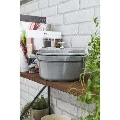 Staub Gietijzeren Braadpan 16 Cm / 1,25 L, Rond, Grafietgrijs -Thuis Keuken 750032229