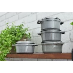 Staub Gietijzeren Braadpan 14 Cm / 800 Ml, Rond, Grafietgrijs -Thuis Keuken 750032233